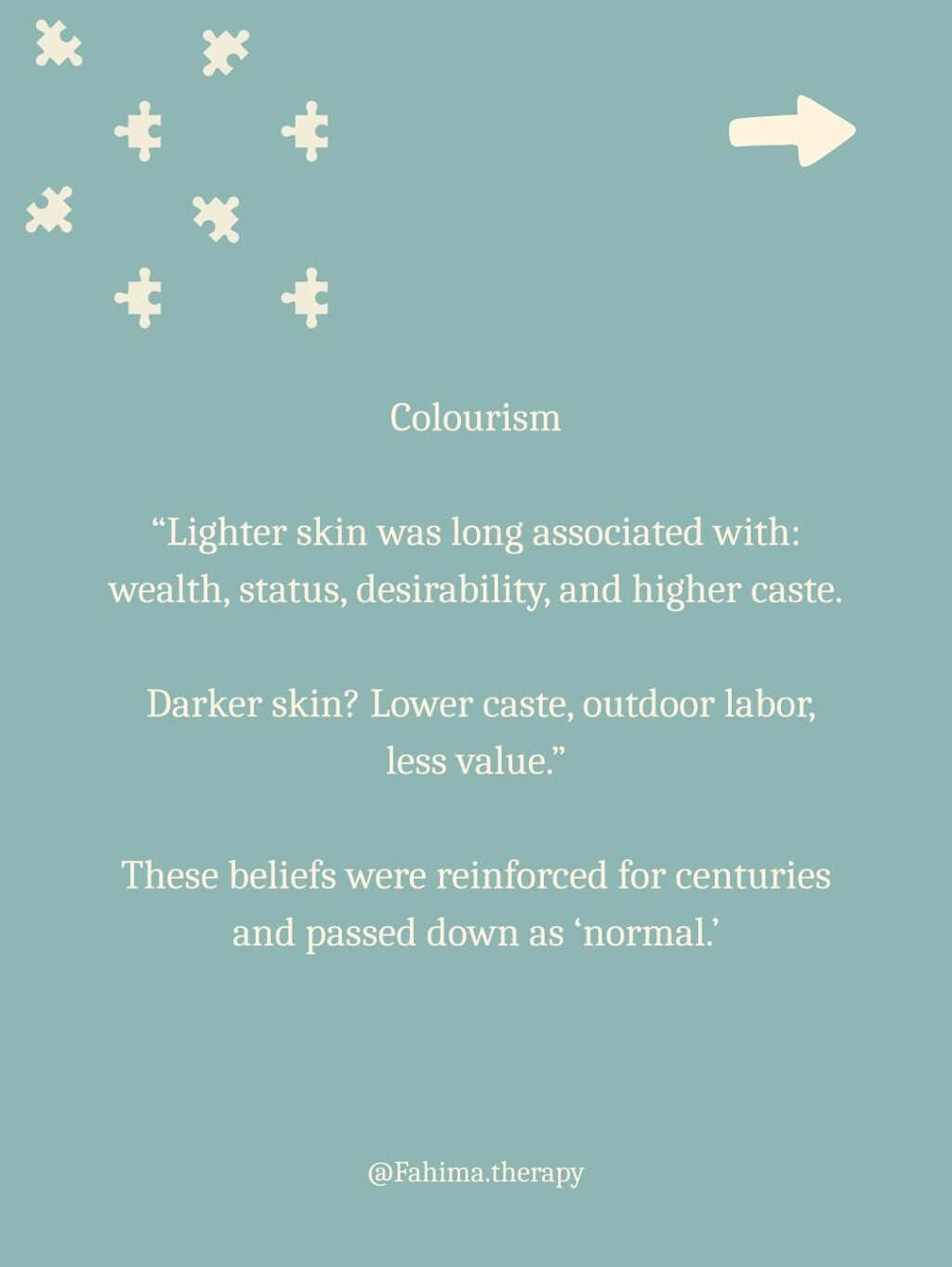 Instagram post from fahima.therapy. This post is in position 1.