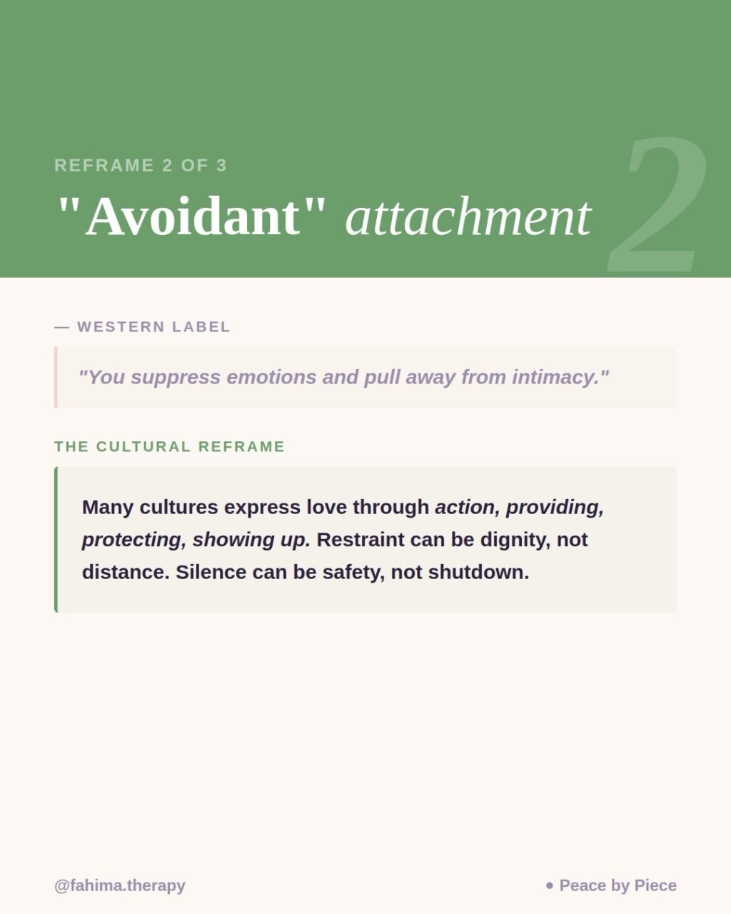 Instagram post from fahima.therapy. This post is in position 2.