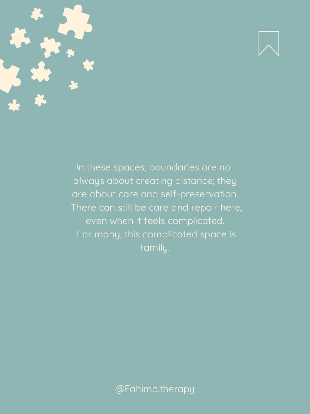 Instagram post from fahima.therapy. This post is in position 1.