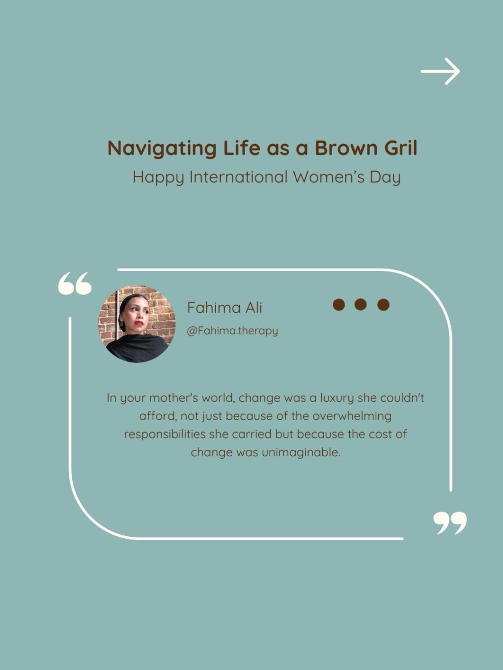 Instagram post from fahima.therapy. This post is in position 3.